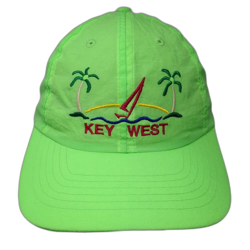 Key West Slideback Hat Green One Size Adjustable Embroidered Mega Cap